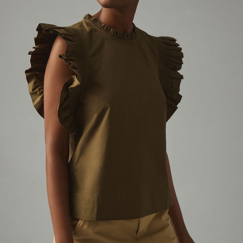 English Factory Puff Ruffle Sleeve Top